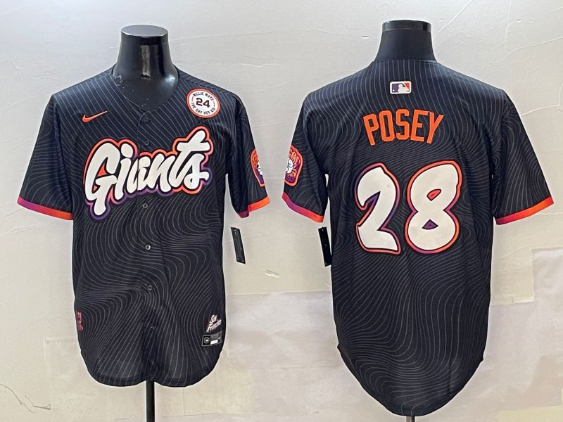 Men San Francisco Giants #28 Posey Black Second generation Joint Name Nike 2025 MLB Jersey style 18->san francisco giants->MLB Jersey